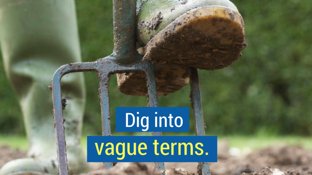 12. Dig into vague terms.
