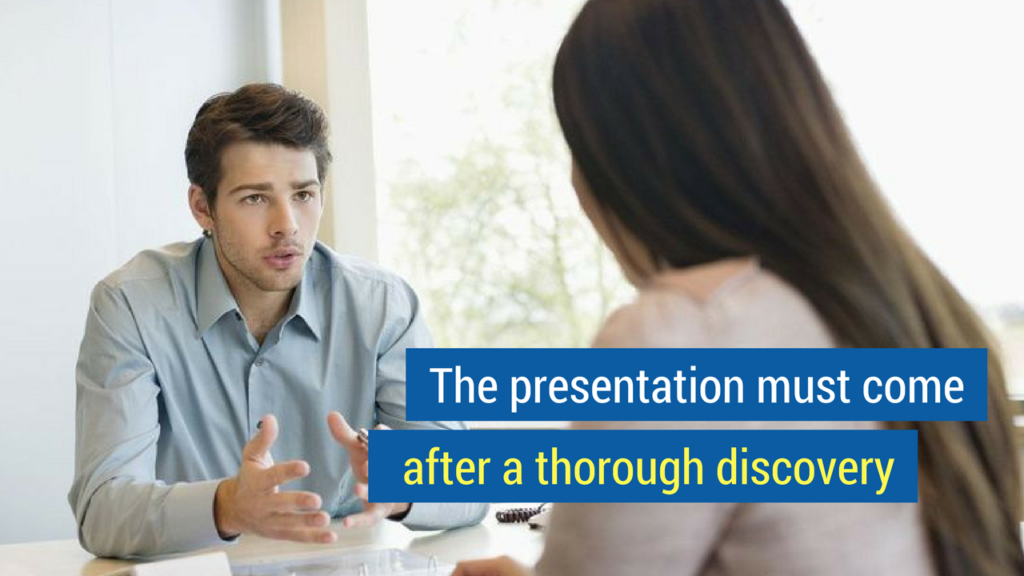 Quick Sales Presentation Tips #1: The presentation must come after a thorough discovery.