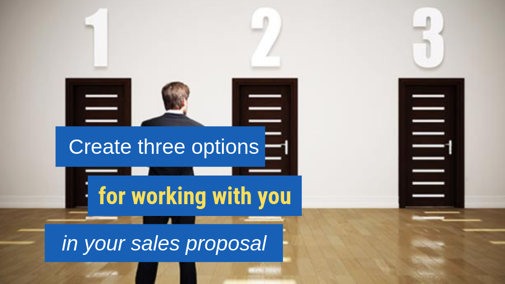 Sales Proposal Tip #3: Create three options for working with you in your sales proposal.