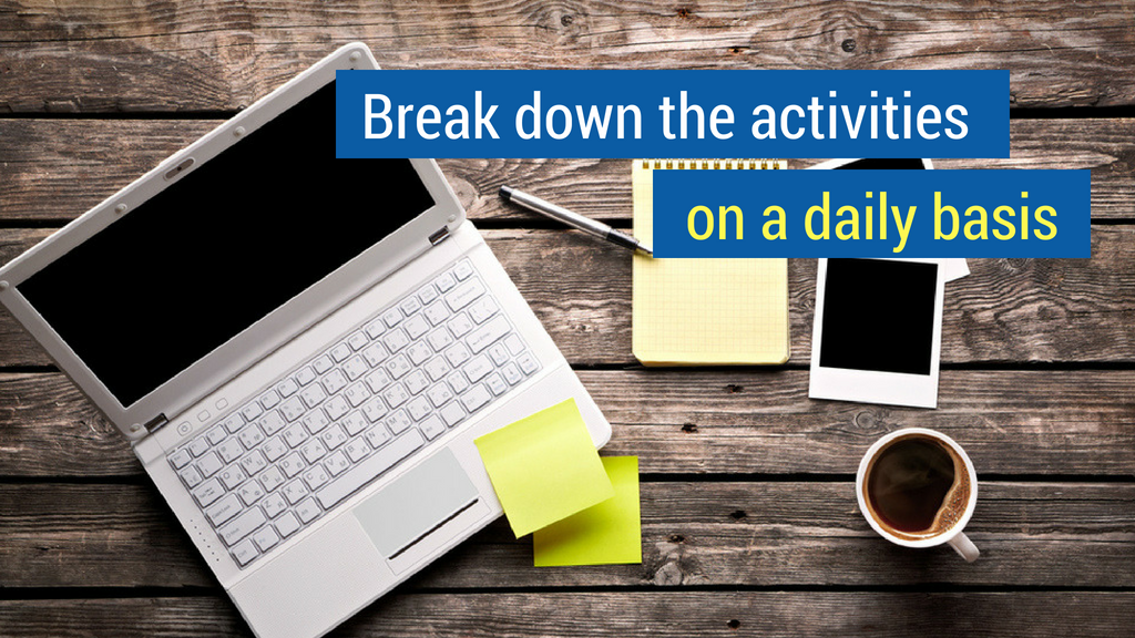 Sales Motivation Tip #3: Break down the activities on a daily basis.