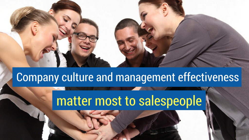 Sales Statistic #11: Company culture and management effectiveness matter most to salespeople.
